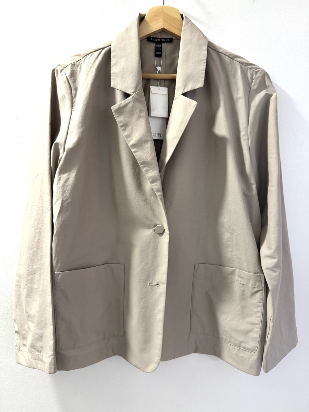 Eileen Fisher Light Taupe Single-Button Blazer